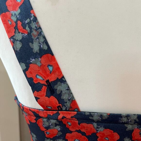 Coconinno Red Floral Fit & Flare Dress with Denim Waist Tie – Size XS - Picture 8 of 11